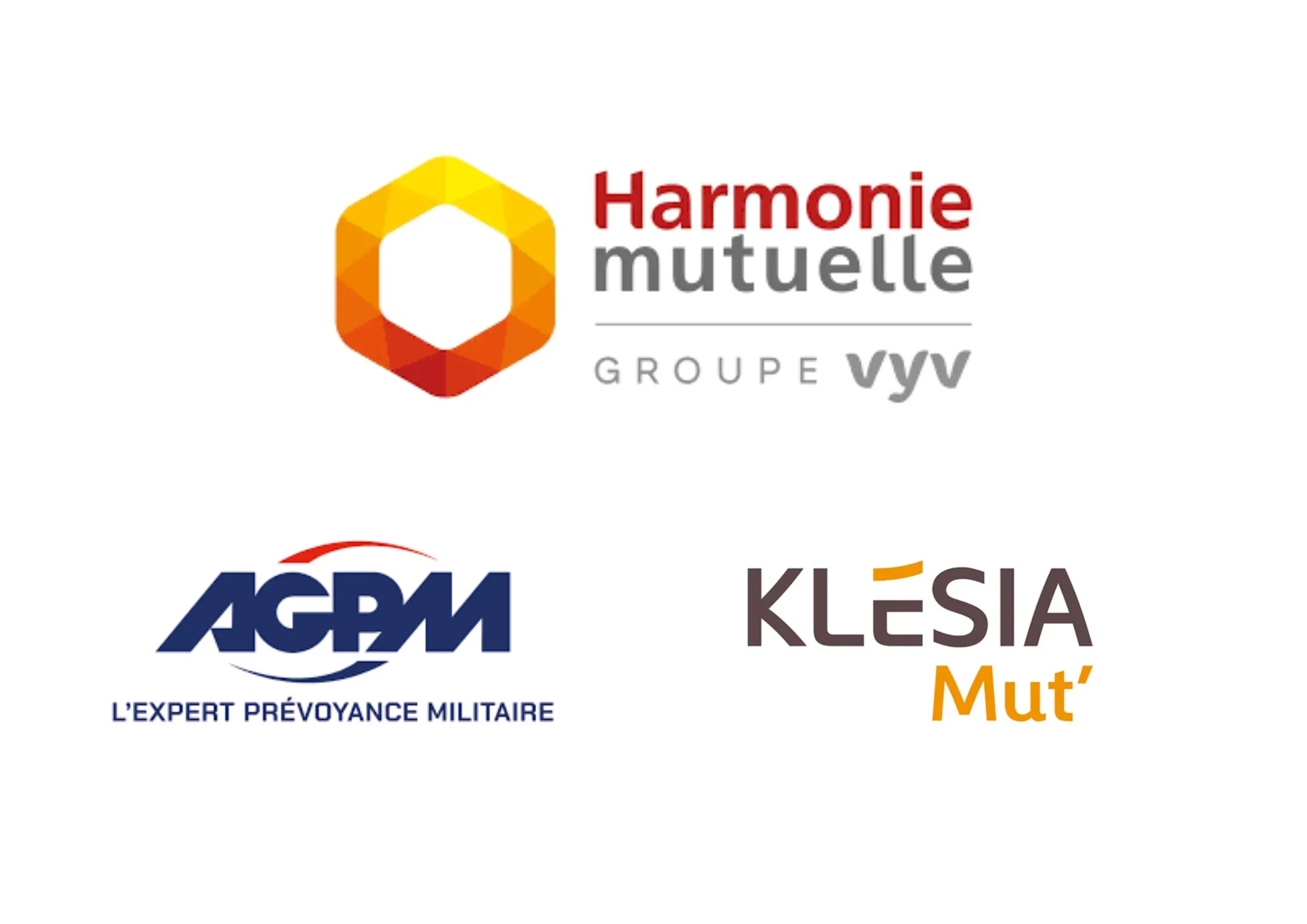 Image des logos Harmonie mutuelle, AGPM et Klésia Mut'