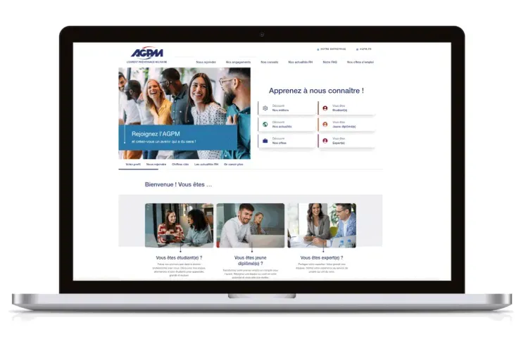 Nouveau site AGPM affiché sur un ordinateur portable